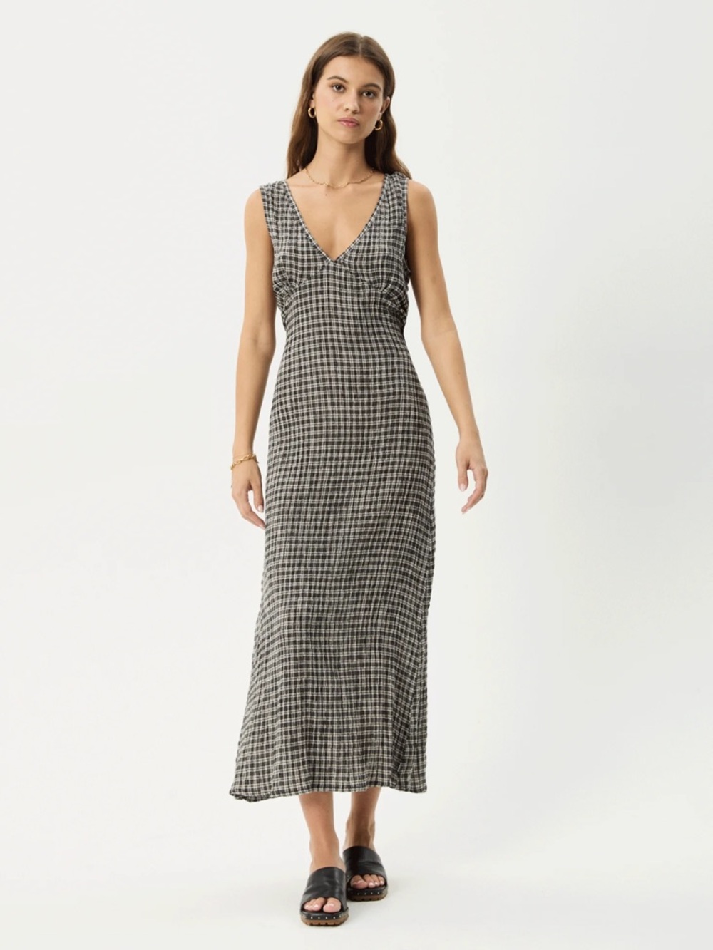 Afends Asta Dress in Steel Check